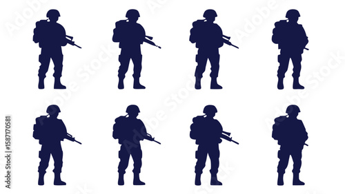 Soldiers holding rifles standing alert military