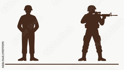 Soldiers in silhouette with weapons military rifle