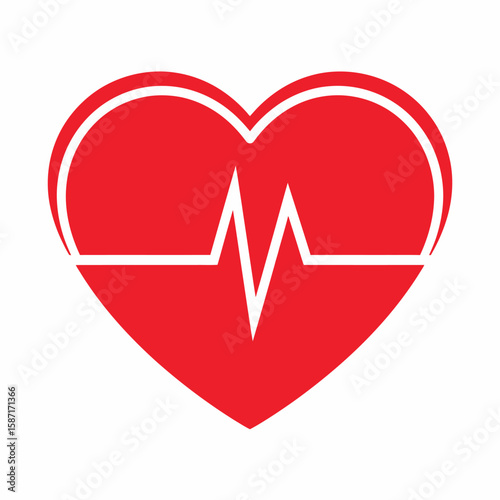 Red heart symbol with a white heartbeat line graphic inside.