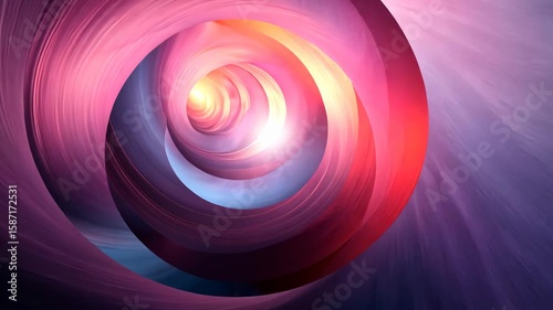 Abstract swirling tunnel of vibrant colors creating a sense of depth and motion in a digital landscape