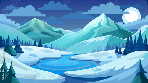 The snowcovered valley with its rolling hills and frozen ponds resembles a scene from a winter fairytale.