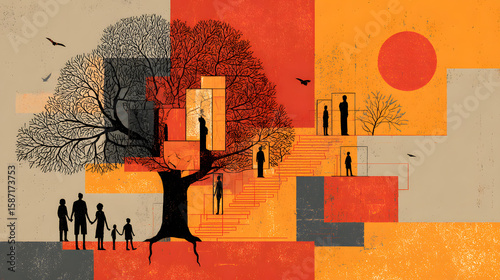 Genealogy tree concept illustration