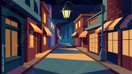This alleyway feels frozen in time with its vintage storefronts and flickering streetlights evoking a sense of nostalgia for days gone by.