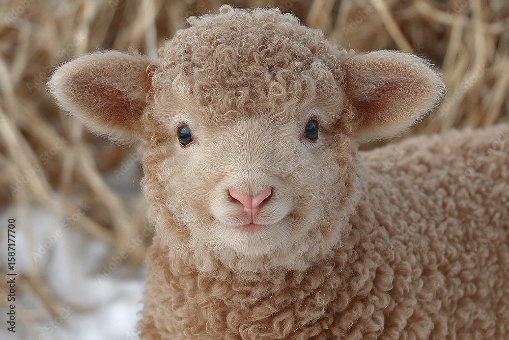 Fototapeta premium Cute Lamb Close-Up Portrait