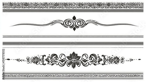 Elegant Black And White Decorative Borders With Intricate Patterns