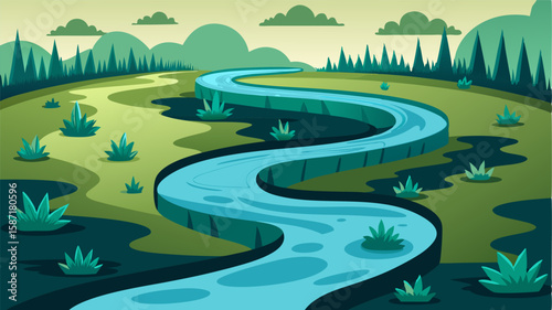 The narrow waterway twists and turns disappearing into the depths of the swamp.