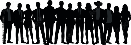 Business team silhouette group of diverse people corporate professionals