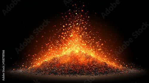 Fiery Volcano Eruption Display