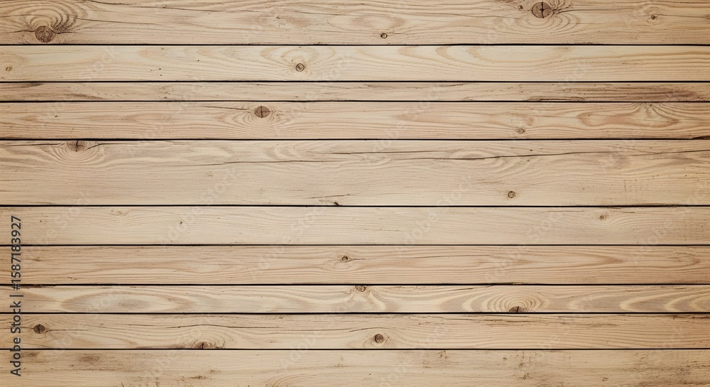 Fototapeta premium Natural Light Wooden Planks Wall Background with Horizontal Texture