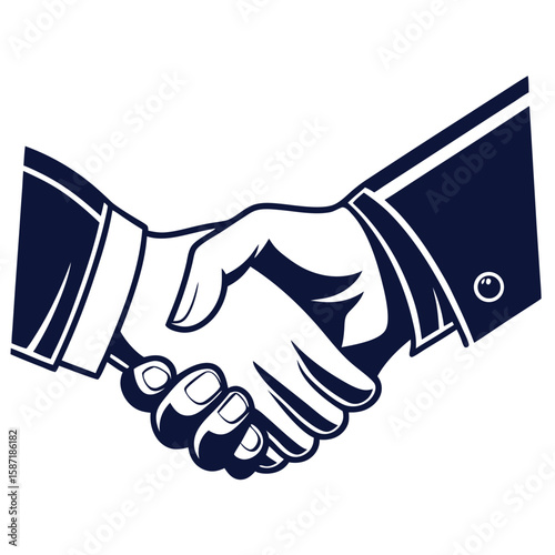 Classic silhouette of two hands shaking isolated on white background