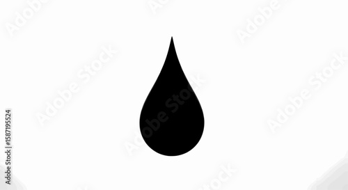 Minimalist black teardrop design showcases simplicity and elegance, perfect for evoking emotion or representing moisture.