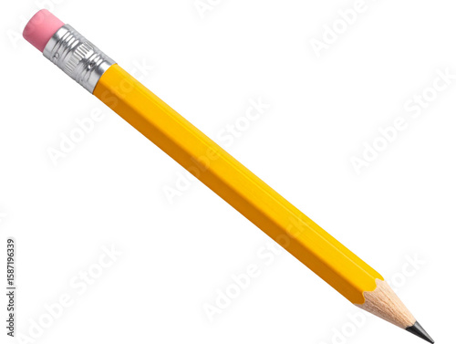  Classic Yellow Wooden Pencil with Sharp Tip, Horizontal View – Transparent PNG 
