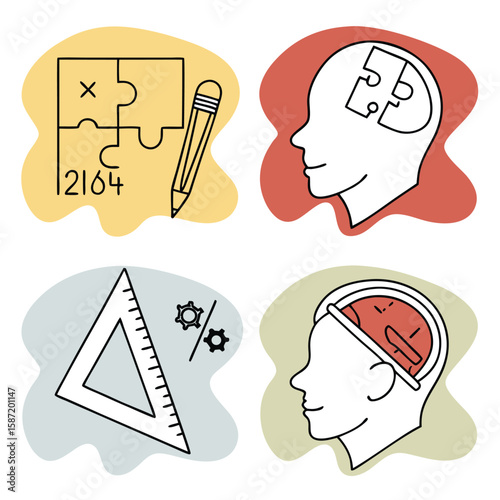 Education icons problem solving illustration