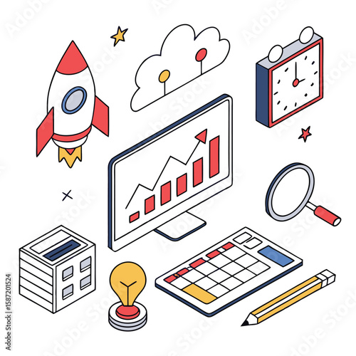 Educational icons flat design illustration