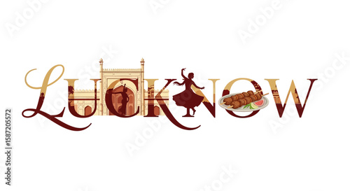 Lucknow India with Logo, Architecture, Dance, and Food.