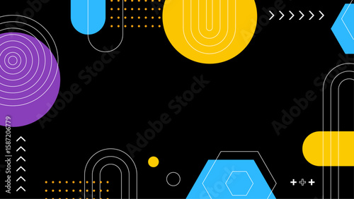 Vibrant abstract backdrop with geometric forms ideal for modern design projects, website backgrounds, or artistic print materials needing a bold touch.