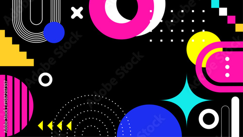 Vibrant geometric artwork suitable for backgrounds, print materials, web design, packaging, and digital art projects with a modern aesthetic.
