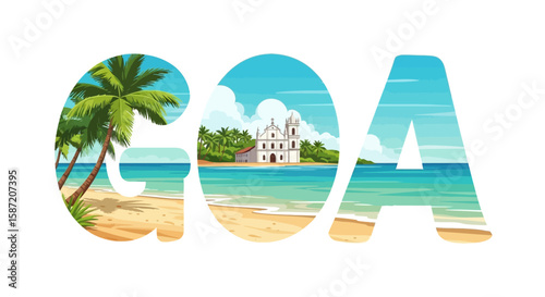 Goa Beach Scenery India Travel Vector.