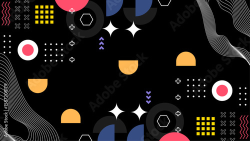 Vibrant abstract geometric pattern design suitable for backgrounds, textiles, packaging, and digital designs requiring a modern and eye catching aesthetic.