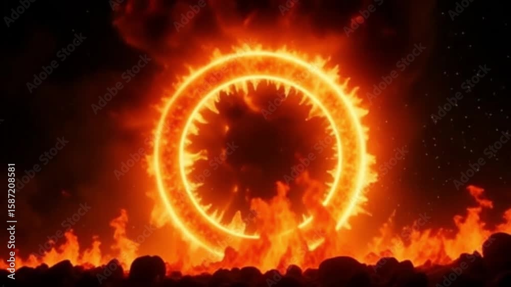 Fiery Ring Explosion FX — Shockwave Blast and Realistic Flame Animation for Cinematic Impact Scenes