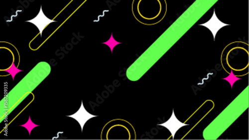 Bright abstract design with neon green and pink shapes is suitable for modern digital backgrounds, trendy posters, and vibrant social media graphics.