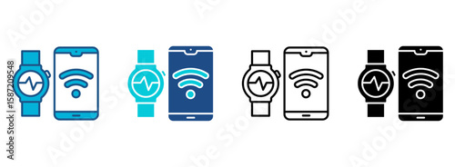 Wristwatch Icon Set With Multiple Styles. Vector Illustration