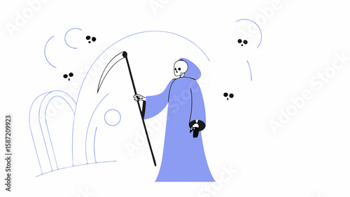Quadro em tela The grim reaper stands ready with his scythe, a harbinger of the end