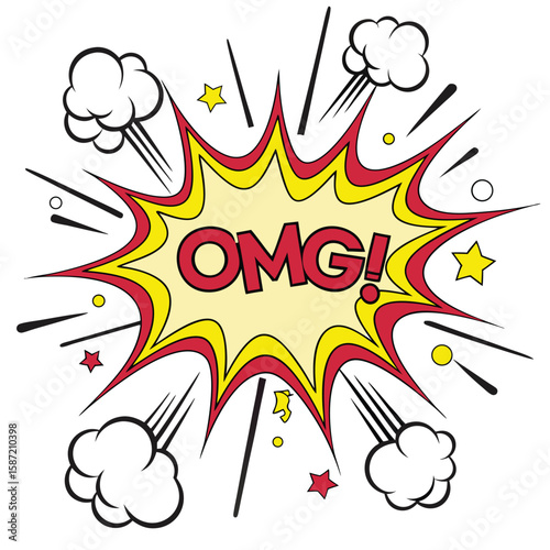 Omg comic speech bubble explosion graphic