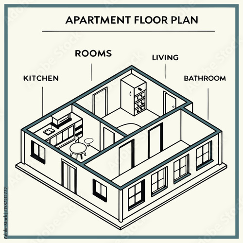 Apartment floor plan in vector style generated by ai