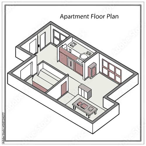 Apartment floor plan in vector style generated by ai