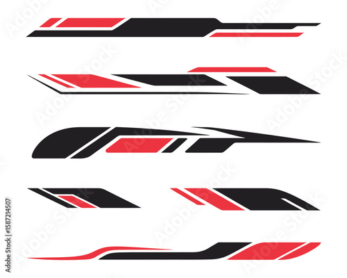 Side car body vector stripes decal set featuring matching vehicle stripe designs for both sides of the car body

