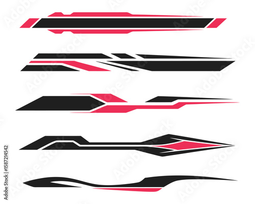 Side car body vector stripes decal set featuring matching vehicle stripe designs for both sides of the car body

