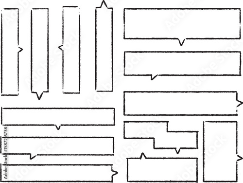 横長・縦長などの四角い手書きの吹き出しのセット