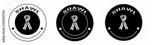 Black illustration of shawl icon in flat. Stock vector.
