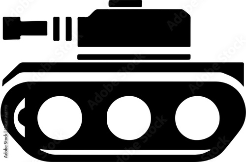 black tank sideview icon with turret and tracks