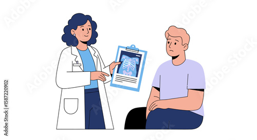 Doctor Showing XRay Image to Patient Calm Consultation Scene.