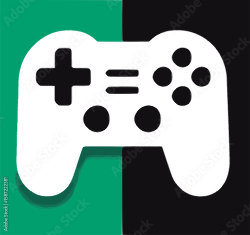 split game controller icon green and black background
