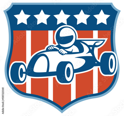 Soap box derby car design featuring stars and stripes patterns