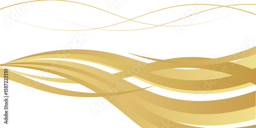 golden wave background. gold wave curve, gold wave corner shape for element, gold line ribbon graphic, striped gold.