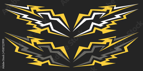 Car sticker vector set with sport decal stripes, speed lines, racing stripes, and tuning strip graphics for vehicle wraps