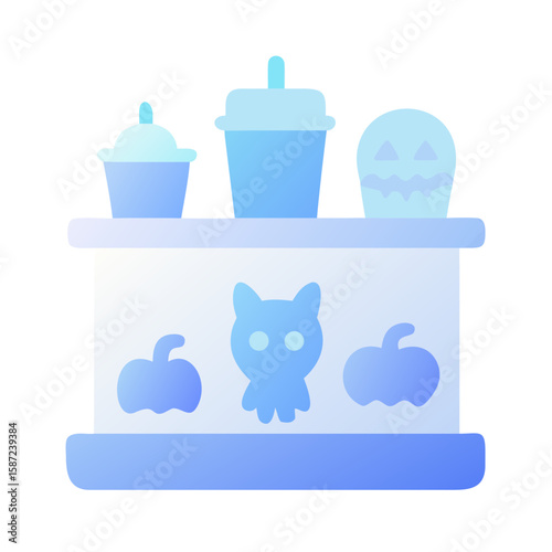 A halloween dessert table with spooky treats isolated on white background