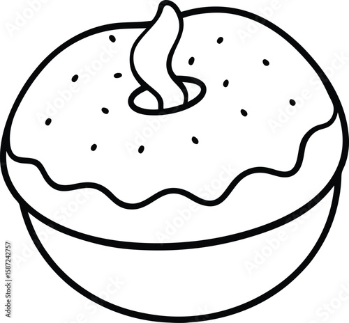 Bagel with Cream Cheese Illustration on White Background