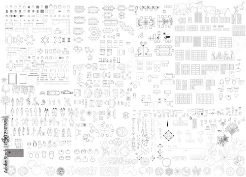 AutoCAD Furniture and Interior Drawing Blocks – Sofa, Chair, Tree, Window, People – Vector Design