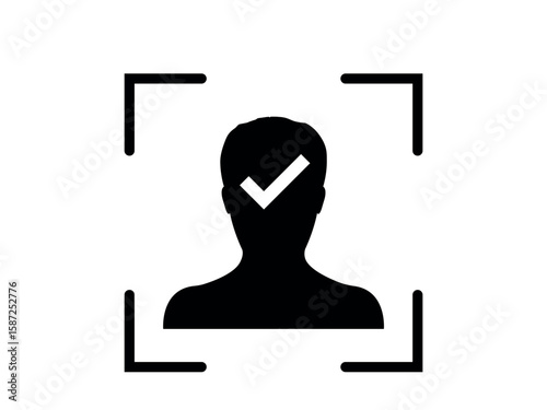 Identity Verification Icon - Person with Checkmark Inside Frame