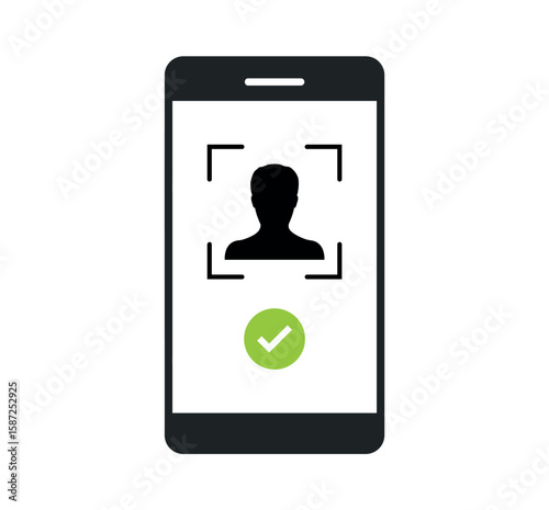 Mobile Face Scan Icon - Identity Verification on Smartphone