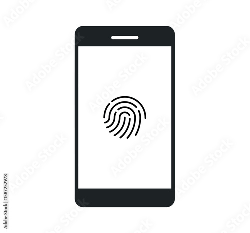 Smartphone Fingerprint Icon - Secure Login Mobile Access