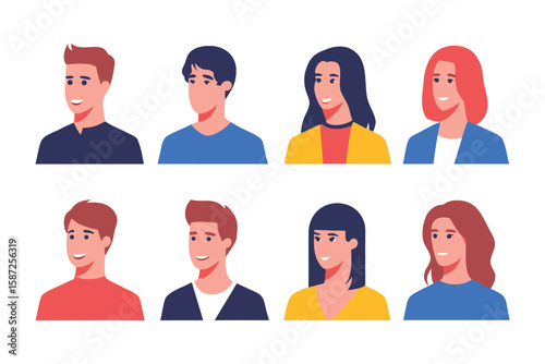Diverse Portrait Collection: A vibrant array of illustrated portraits showcases the beauty of diversity, reflecting individuality and inclusive representation.