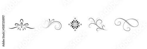 Set of Classic calligraphy swirls symbol. Ornate vintage frames, floral motifs, wedding invitations illustration.