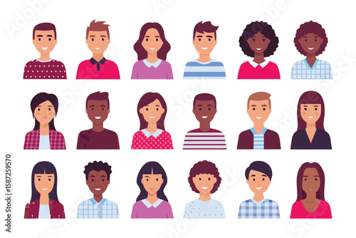 Smiling Faces: A collage showcasing a diverse collection of cheerful, diverse human faces, each exuding positivity. This collection represents various demographics.