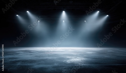 Empty stage lit by spotlights (2)